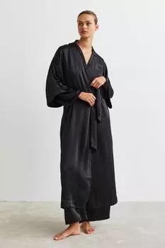 Атласный халат H&amp;M, черный