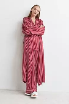 Атласный халат H&amp;M, красный/полосатый