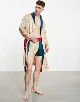 Атласный халат с цветочным принтом ASOS DESIGN co-ord