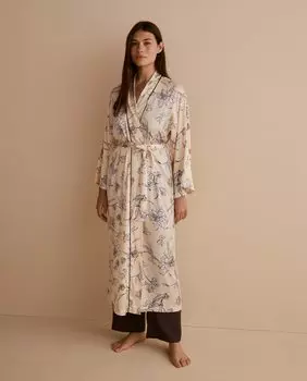 Атласный халат с принтом nfasis