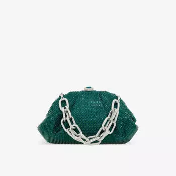 Атласный клатч gemma, украшенный кристаллами Judith Leiber Couture, серебряный