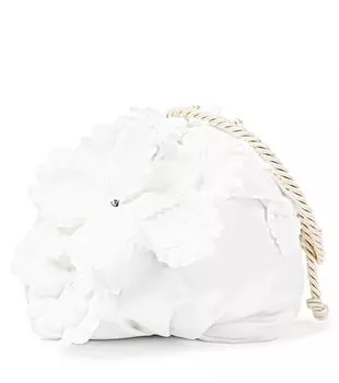 Атласный клатч с цветочной аппликацией Monnalisa, белый