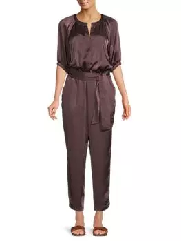 Атласный комбинезон Maverick с поясом Ramy Brook, цвет Raisin