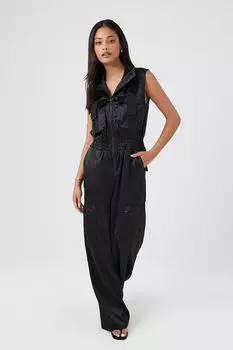 Атласный комбинезон на молнии Forever 21, черный
