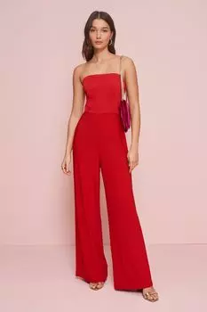 Атласный комбинезон с корсетом Next, красный