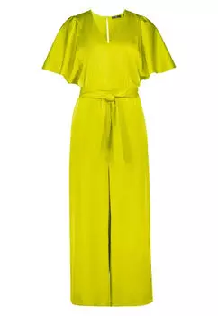 Атласный комбинезон с тканевым поясом Zero, зеленый