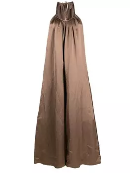 Атласный комбинезон с вырезом халтер Alysi, коричневый