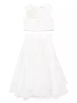 Атласный комплект из топа и юбки Monnalisa, белый