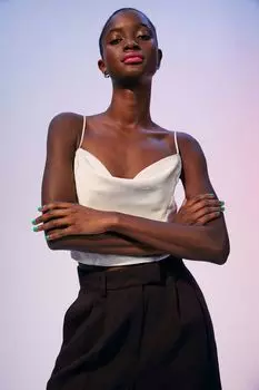 Атласный корсет H&amp;M, сливочный