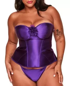 Атласный корсет Laurin больших размеров на косточке Adore Me, фиолетовый