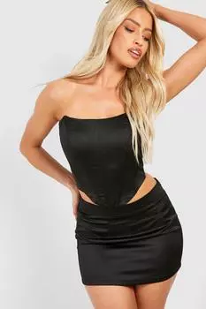 Атласный корсет на косточке boohoo, черный