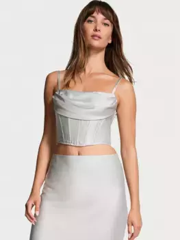 Атласный корсетный топ с драпировкой Very Sexy, серебреяный
