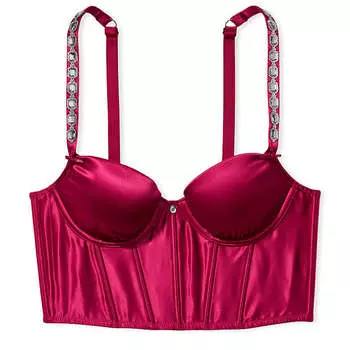 Атласный корсетный топ Victoria's Secret Dream Angels Bejeweled Strap, бордово-красный