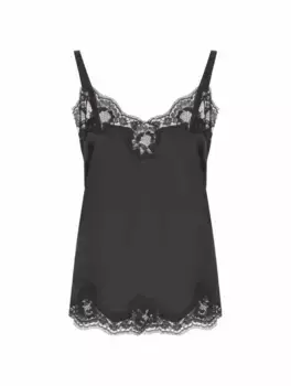 Атласный кружевной топ Dolce&Gabbana, черный