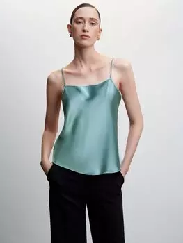 Атласный кружевной топ Llanes Mango, бирюзовый