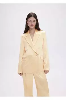 Атласный пиджак Mango, бежевый
