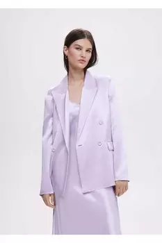 Атласный пиджак Mango, фиолетовый
