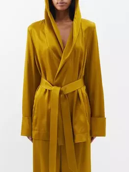 Атласный пиджак с капюшоном Saint Laurent, зеленый