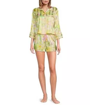 Атласный пижамный комплект на пуговицах с цветочным принтом Free People Pillow Talk, цветочный