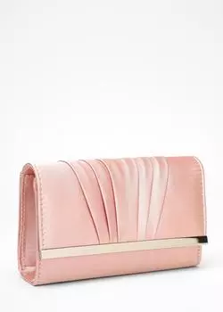 Атласный плиссированный клатч Quiz, розовый