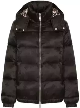 Атласный пуховик с логотипом DG DOLCE & GABBANA, черный