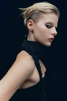 Атласный шарф декорированный бусинами H&M, черный