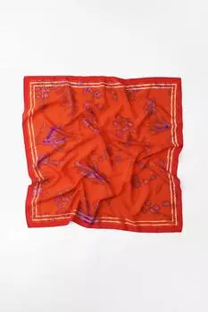 Атласный шарф с принтом ZARA, коралловый