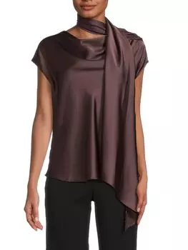 Атласный шарф с воротником-хомутом Renee C., коричневый