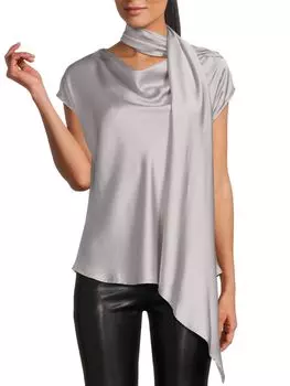 Атласный шарф с воротником-хомутом Renee C., серебро