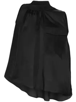 Атласный топ асимметричного кроя SACAI, черный