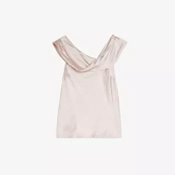 Атласный топ без рукавов Deanaah с драпировкой и воротником Ted Baker, цвет lt-nude