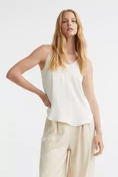 Атласный топ без рукавов H&amp;M, белый
