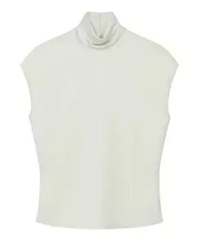 Атласный топ без рукавов с высоким воротником Aeron, синий