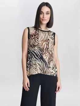 Атласный топ Erin с животным принтом спереди Gina Bacconi, черный/мульти