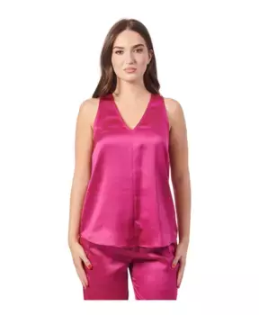 Атласный топ фуксии с v-образным вырезом Armani Exchange, розовый