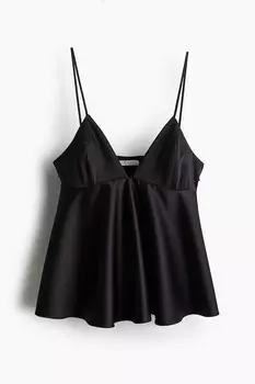Атласный топ H&M, черный