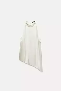 Атласный топ-холтер ZARA, экрю
