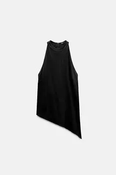 Атласный топ-холтер ZARA, черный