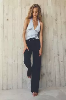Атласный топ-холтер ZARA, сине-серый