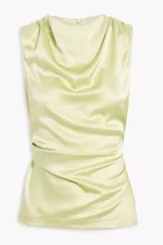 Атласный топ из смесового шелка HELMUT LANG, зеленый
