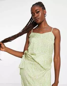 Атласный топ на бретельках Style Cheat с ярким леопардовым принтом