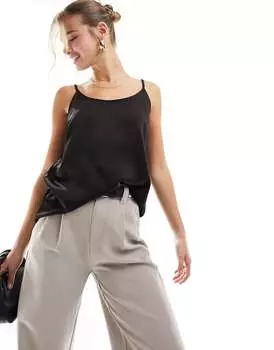 Атласный топ на бретелях Only черного цвета