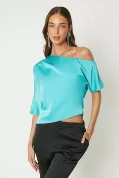 Атласный топ на одно плечо Coast, синий