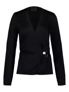 Атласный топ-обертка с V-образным вырезом Givenchy, черный