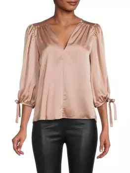 Атласный топ Renee C. с пышными рукавами, magenta