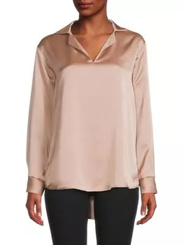 Атласный топ Renee C. с воротником, черный