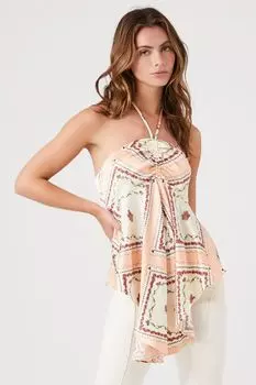 Атласный топ с бретелькой на бретельках с декоративным принтом Forever 21