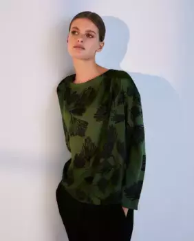 Атласный топ с длинными рукавами Woman El Corte Ingls, зеленый