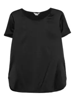 Атласный топ с короткими рукавами MAX MARA, черный
