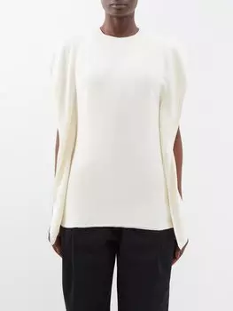 Атласный топ с короткими рукавами Toteme, бежевый